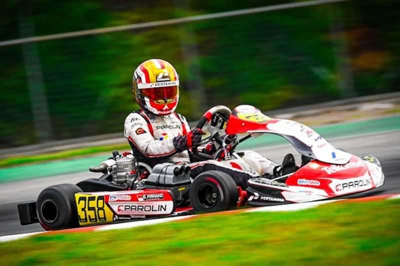 Pegokart muda Indonesia Qarrar Firhand Raih 'Pole Position' pada Balapan di Italia