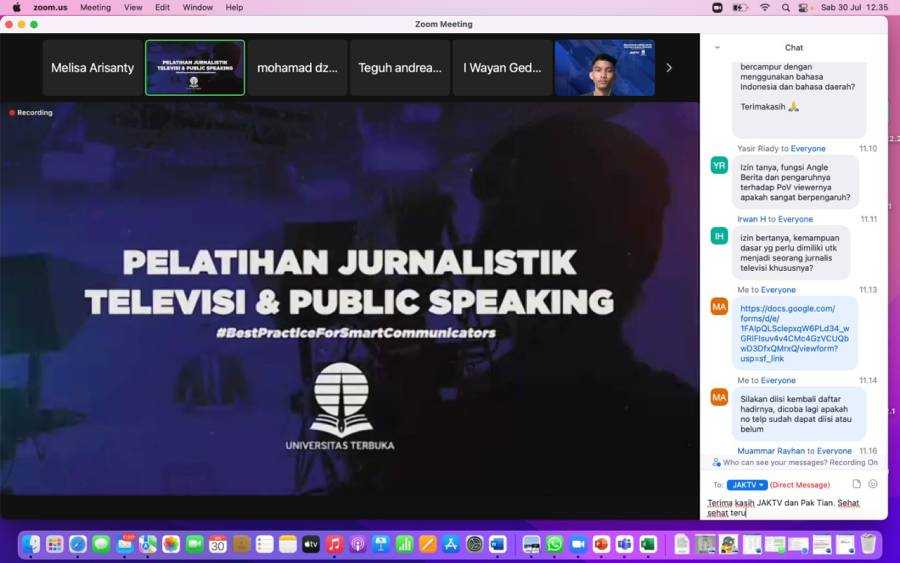 Pelatihan Jurnalistik Televisi & Publik Speaking UT Jakarta