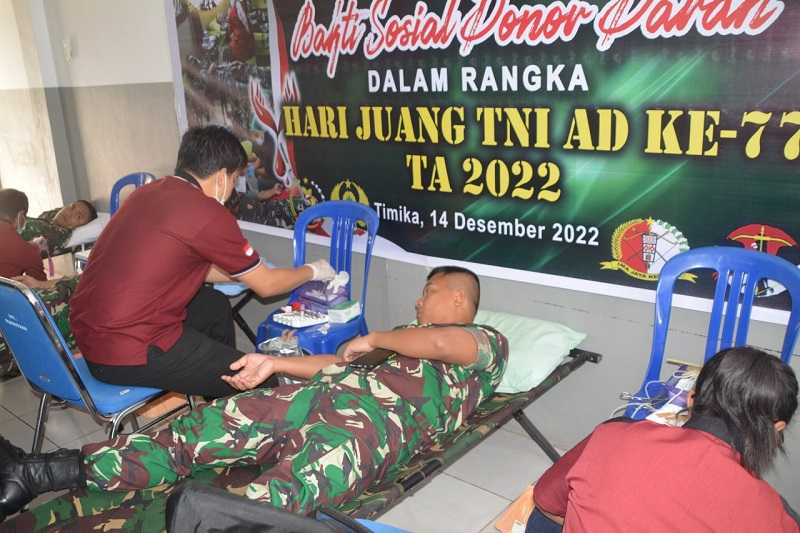 Peringati Hari Juang TNI AD, Kodim Mimika Gelar Donor Darah