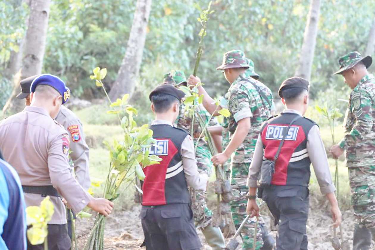 Personel TNI/Polri Tanam Mangrove di Pesisir Trenggalek