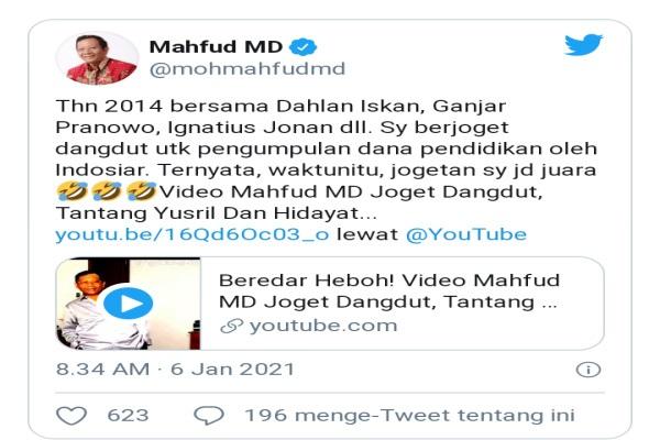 Ada-ada Saja, Video Joged Mahfud MD Tahun 2014 Diupload Lagi dengan Narasi 'Menyesatkan'