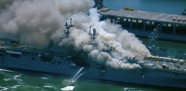 Kapal Perang USS Bonhomme Richard Terbakar dan Meledak di Pangkalan San Diego, 21 Orang Luka-luka