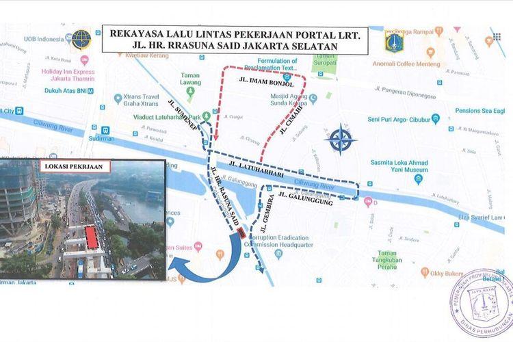 Bangun LRT Dimulai, Jalan Rasuna Said Ditutup hingga Mei 2020