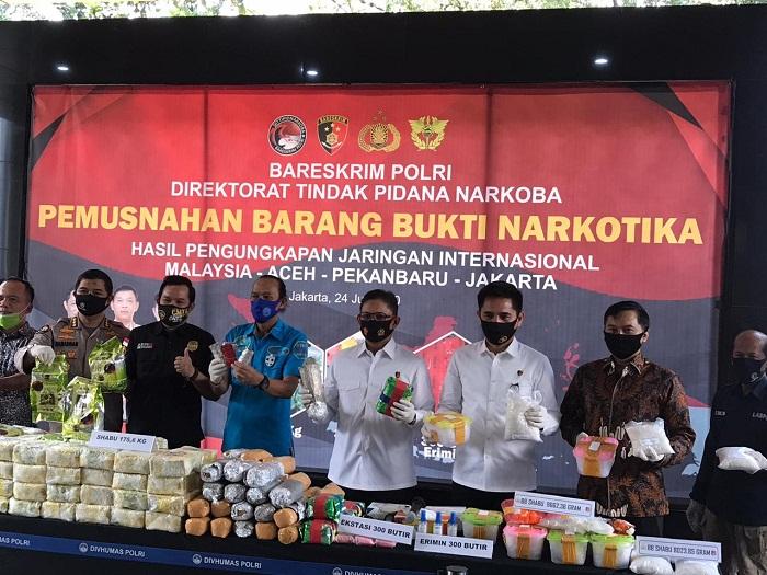 Polri Musnahkan 175,6 Kg Sabu