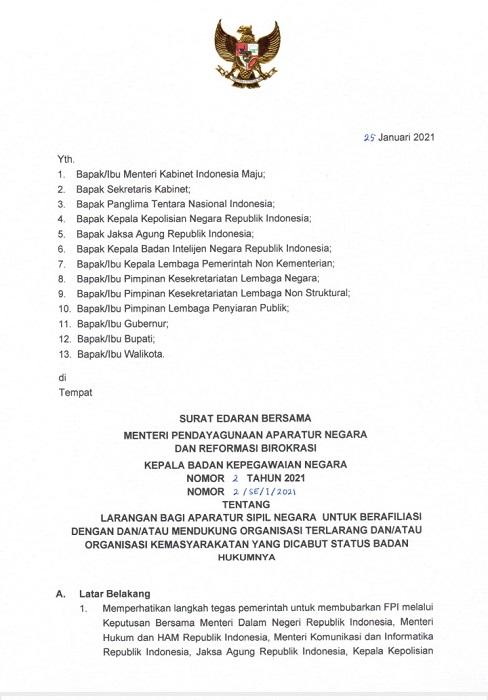 Ini Sederet Ketentuan yang Diatur SE Larangan ASN Terlibat dalam Organisasi Terlarang