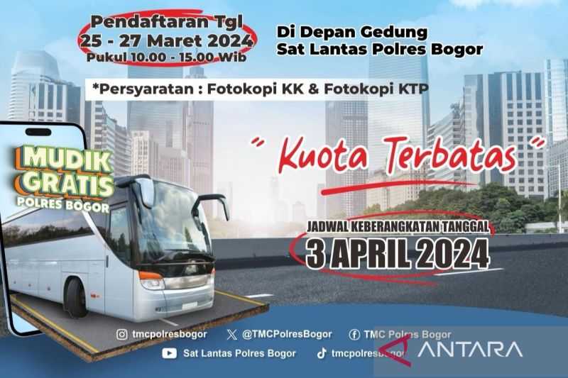 Polres Bogor Sediakan 10 Bus Program Mudik Gratis Jalur Selatan dan Utara