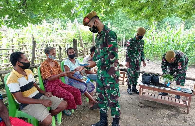 Prajurit TNI Ini Piawai Ajari Warga Perbatasan Bercocok Tanam Gunakan Polybag