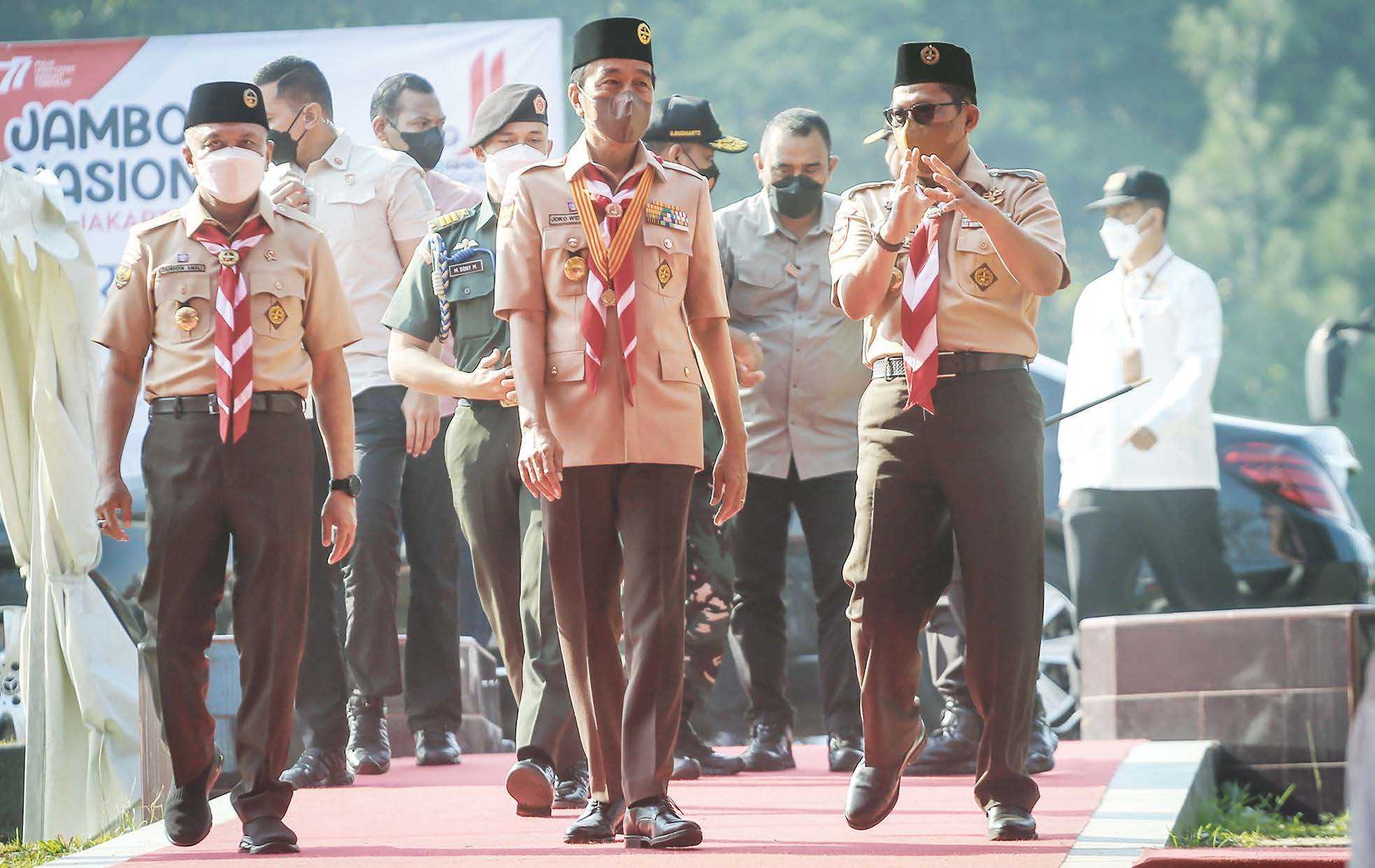 PRESIDEN JOKOWI KUNJUNGI JAMBORE NASIONAL GERAKAN PRAMUKA