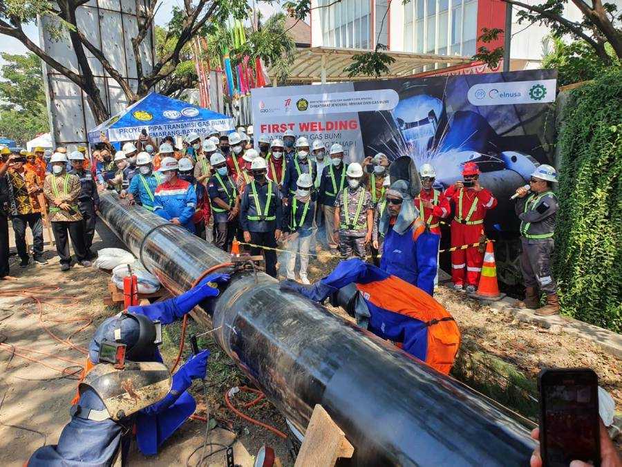 PTPP Lakukan First Welding Pekerjaan Konstruksi Terintegrasi Rancang Dan Bangun Pipa Cisem