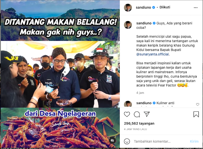 Saat Sandiaga Uno Borong Semua Belalang Goreng di Gunungkidul