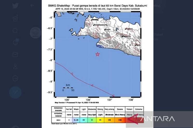 Semoga Tidak Ada Korban, Gempa Magnitudo 4,0 Mengguncang Sukabumi Sabtu Dini Hari Tadi