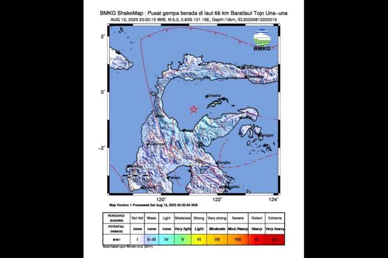 Semoga Tidak Ada Korban, Gempa Magnitudo 5,2 Guncang Wilayah Barat Laut Tojo Una Una Sulteng