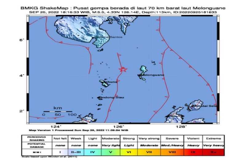 Semoga Tidak Ada Korban Jiwa, Gempa Bumi Keras dengan Magnitudo 5,5 Guncang Kepulauan Sangihe