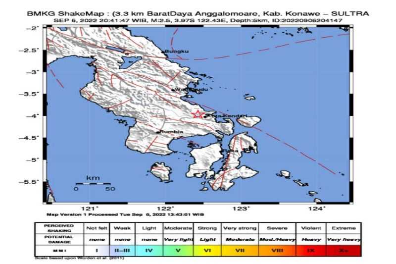 Semoga Tidak Banyak Jatuh Korban, Gempa Dangkal Kedalaman 5 Km Guncang Kabupaten Konawe Sultra