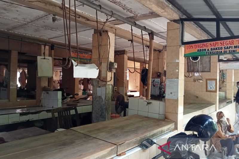 Sepi, Imbas Penutupan Pasar Hewan di Gunung Kidul akibat Penyebaran PMK, Puluhan Los Daging Sapi di Pasar Bantul Tutup