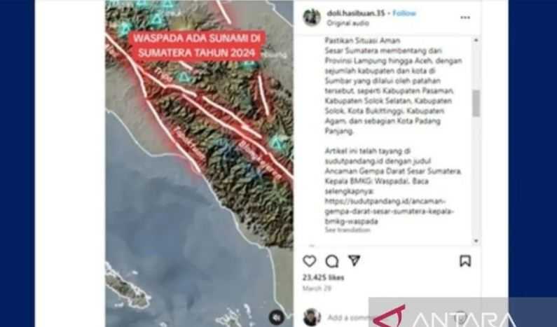 Tanggapi Video Viral di Medsos, BMKG Tegaskan Sesar Besar Sumatera Tidak Memicu Tsunami