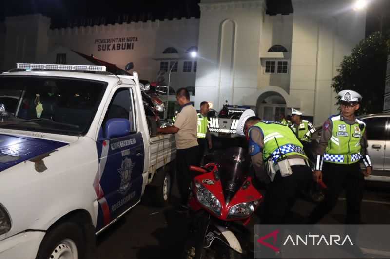 Tindak Tegas, Polres Sukabumi Kota Sita Puluhan Kendaraan Berknalpot Bising