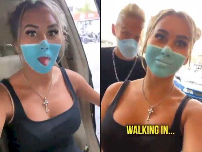 Viral, Bule Melukis Masker di Wajah Untuk Kelabui Satpam Mal, Netizen : Ga Ada Empatinya