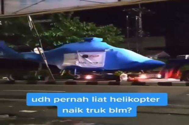 Viral! Helikopter Naik Truk, Netizen: COD Helikopter