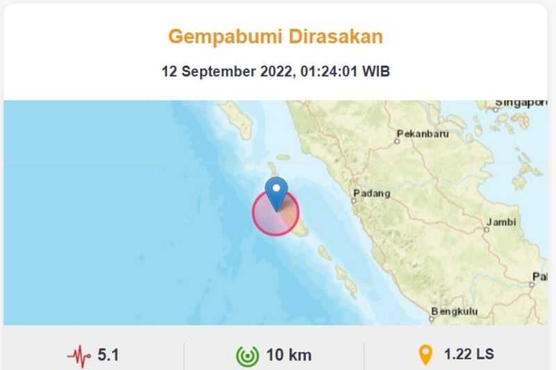 Waduh Kembali Terjadi Gempa di Kepulauan Mentawai, Sumbar