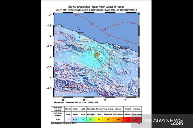 Waduh Semoga Tidak Ada Korban Jiwa, Gempa Magnitudo 5,2 Guncang Kabupaten Jayapura Papua