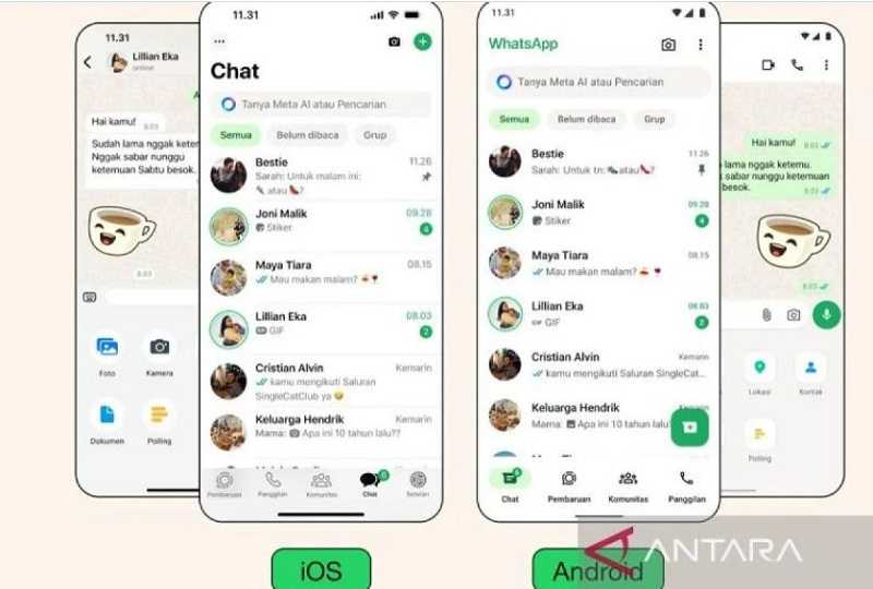 Wajah Baru Aplikasi Whatsapp, Lebih Cerah dan Memudahkan