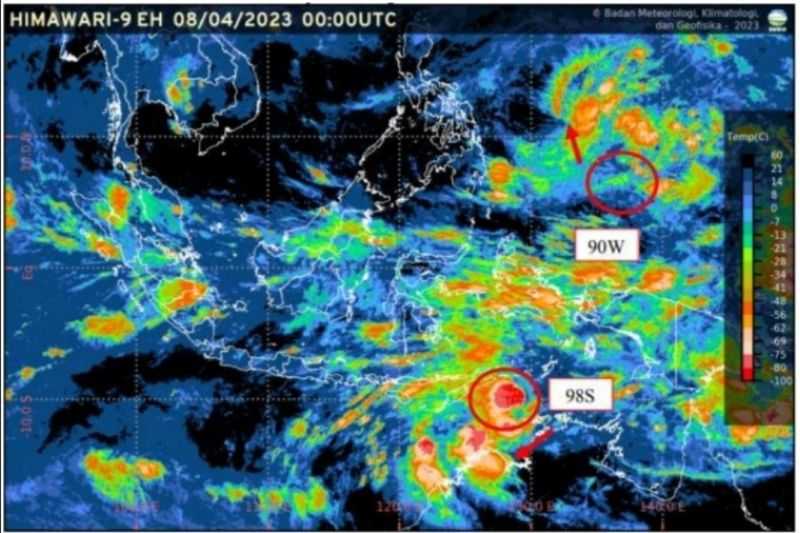 Warga Harus Waspada, Bibit Siklon Tropis 98S Terpantau di Laut Timor