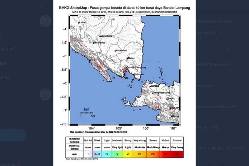 Warga Lampung Waspada, Gempa Dangkal Kembali Terjadi pada Senin Dini Hari