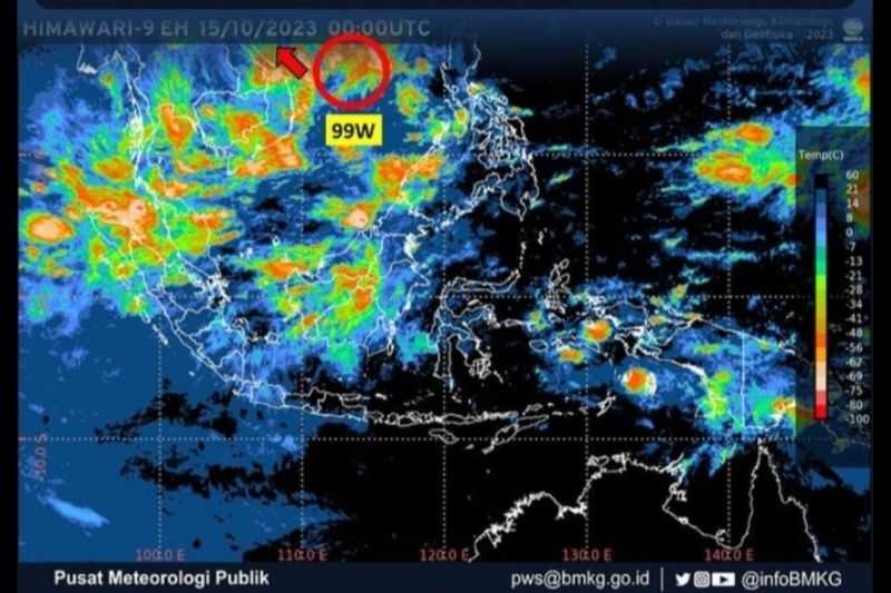 Waspadai Hujan Lebat, BMKG Ingatkan Bibit Siklon 99W Berpotensi Pengaruhi Cuaca di Indonesia