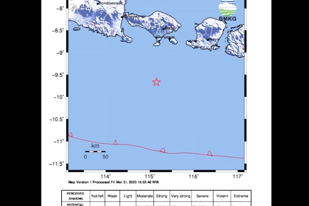 wilayah selatan Bali Diguncang Gempa Magnitudo 5,0