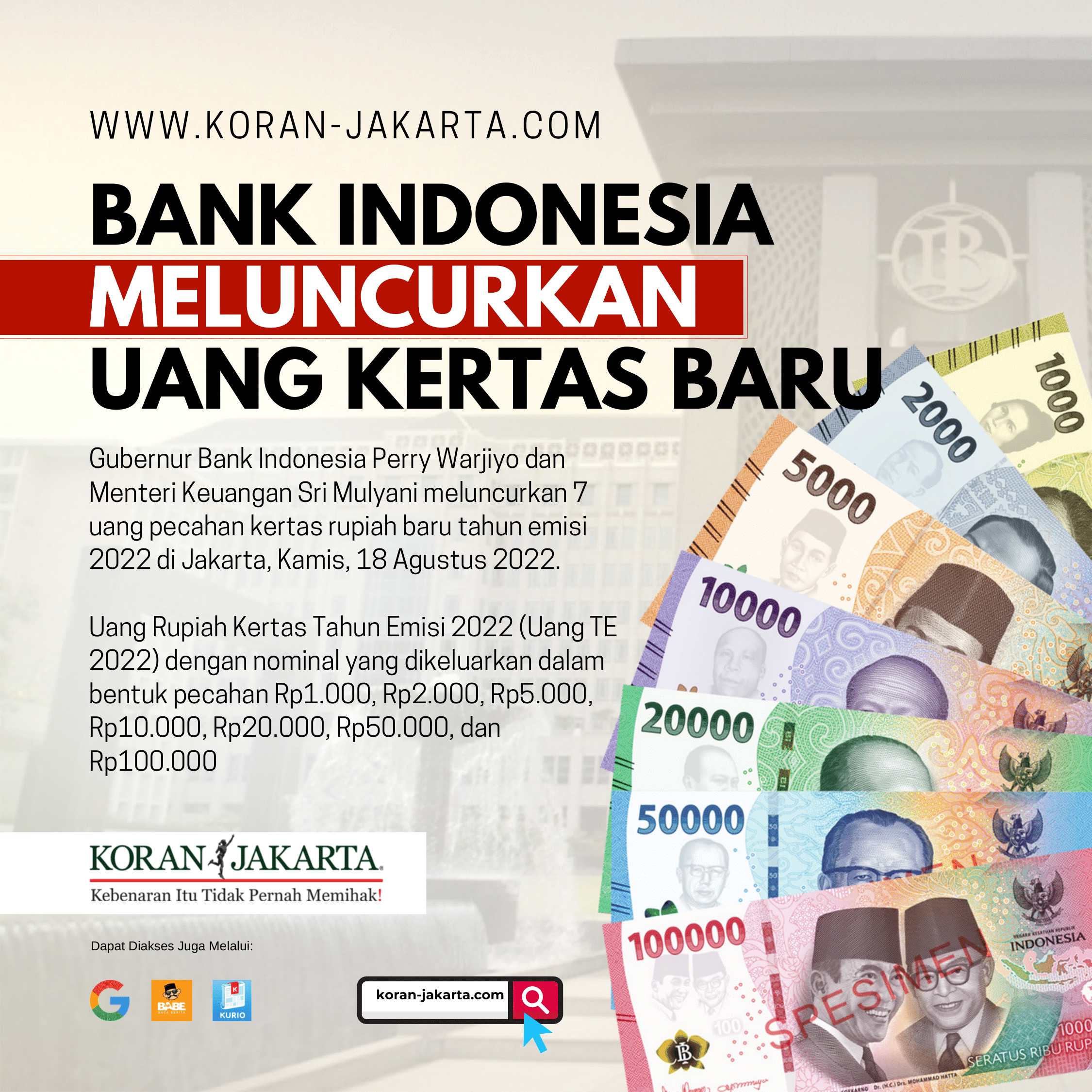 Bank Indonesia Meluncurkan Uang Kertas Baru Infografis Koran Jakarta